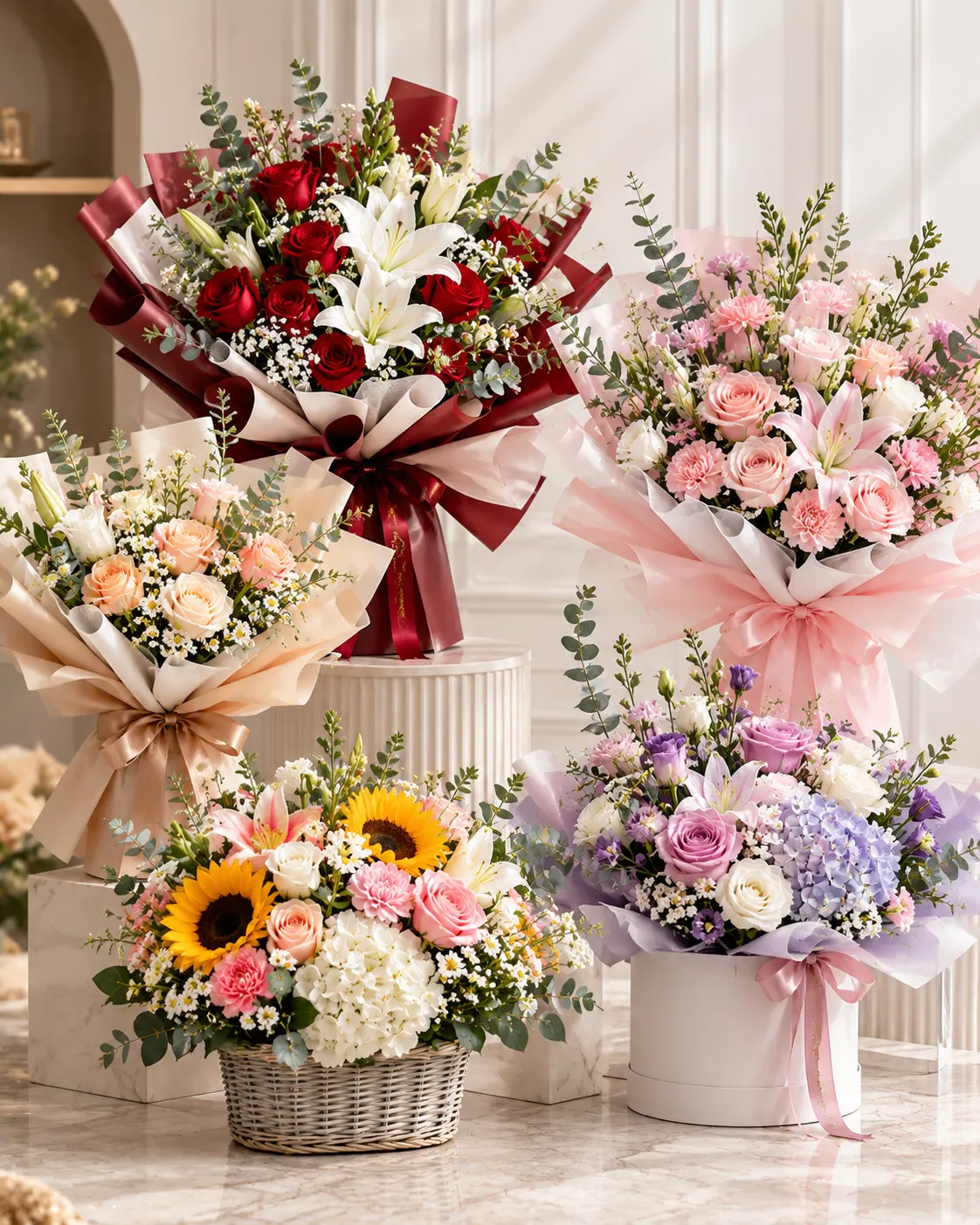 Filosofi rangkaian bunga premium Cheryl Florist